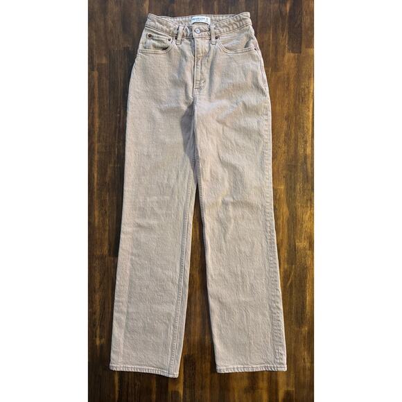 Abercrombie & Fitch Women’s 0 25x32 Jeans Curve Love 90's Relaxed Straight Tan - Picture 6 of 16
